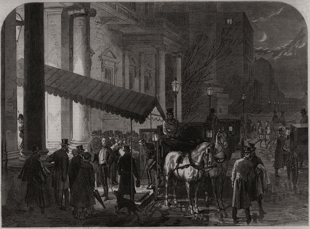 Mr. Gladstone's ministerial dinner: Arrival of guests. Politics 1870 old print